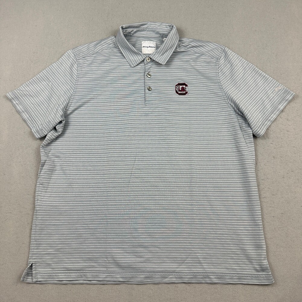 South Carolina Gamecocks Shirt Men 2XL Gray Stripe Tommy Bahama Polo NCAA XXL